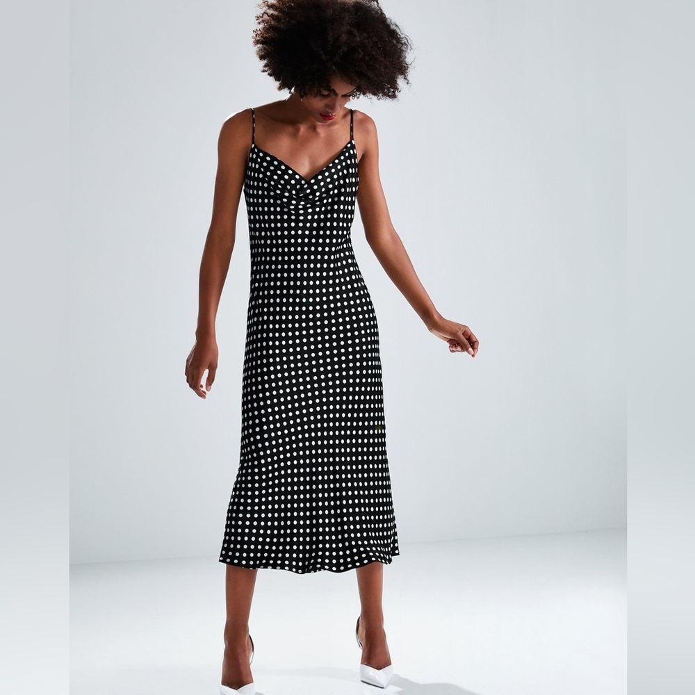 Zara Black Polka Dot Slip Dress size M